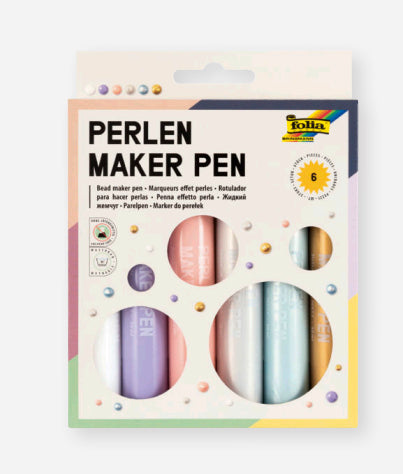 Folia Perlenstifte – Set – 6 Farben, 3D Perlenoptik, 6 × 30 ml