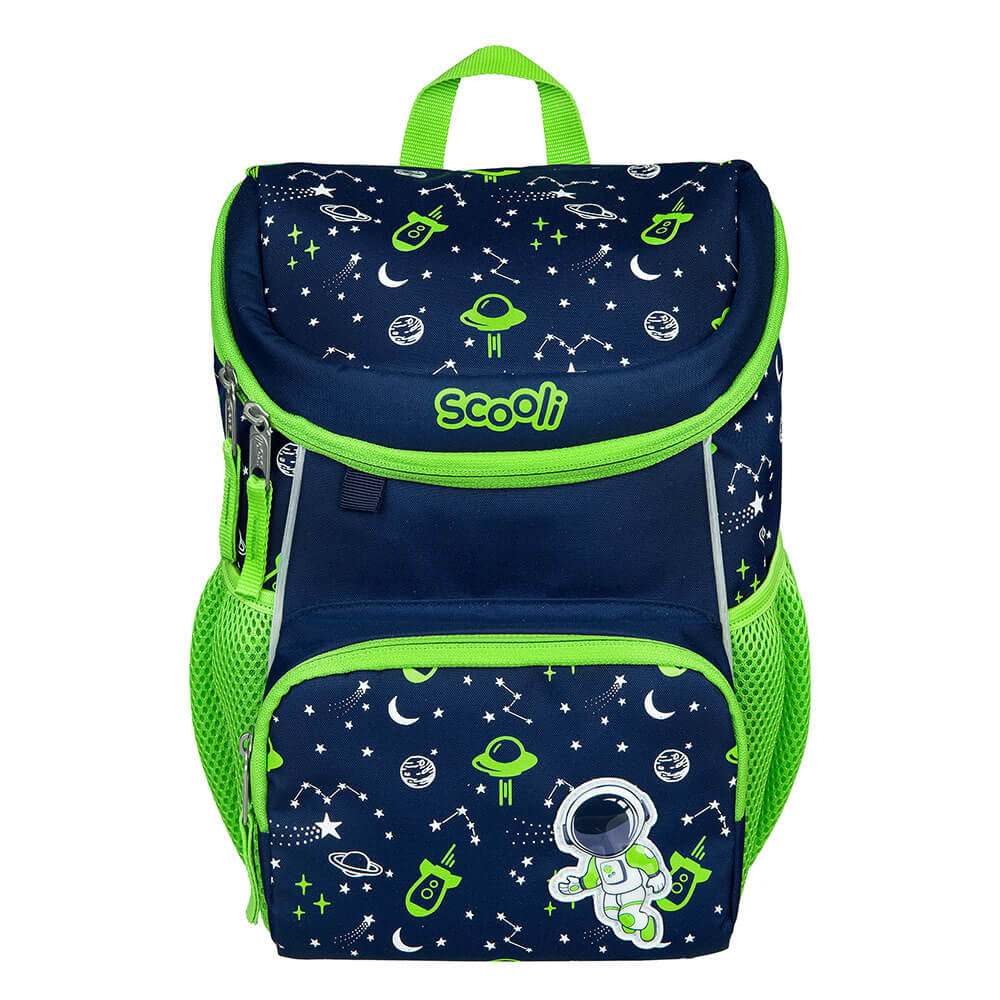 Scooli Kindergartenrucksack – Weltall – Grün/Blau – 20×19×13 cm – Recycelte Materialien