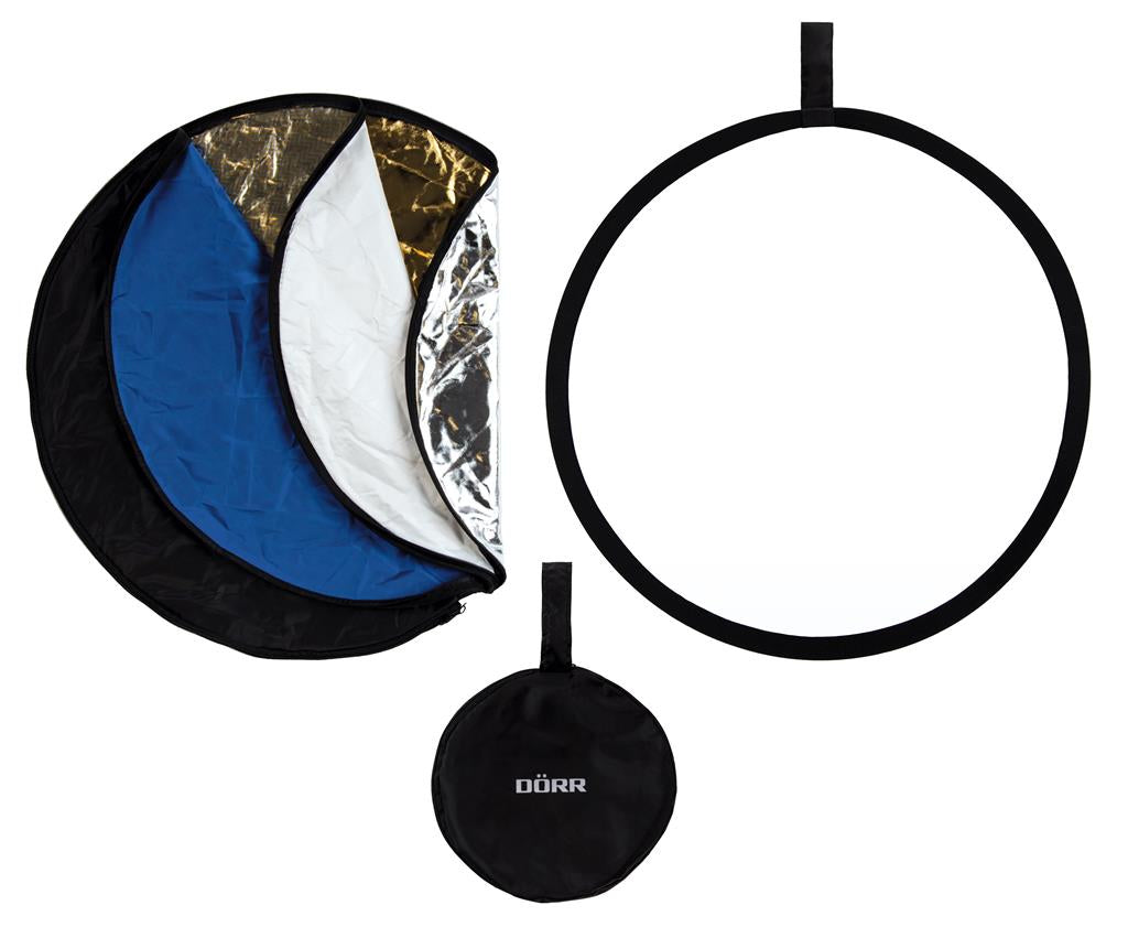Dörr Faltreflektor Set 7-in-1 Ø 107 cm – rund, Schwarz/Blau/Gold/Silber/Weiss/Gelb