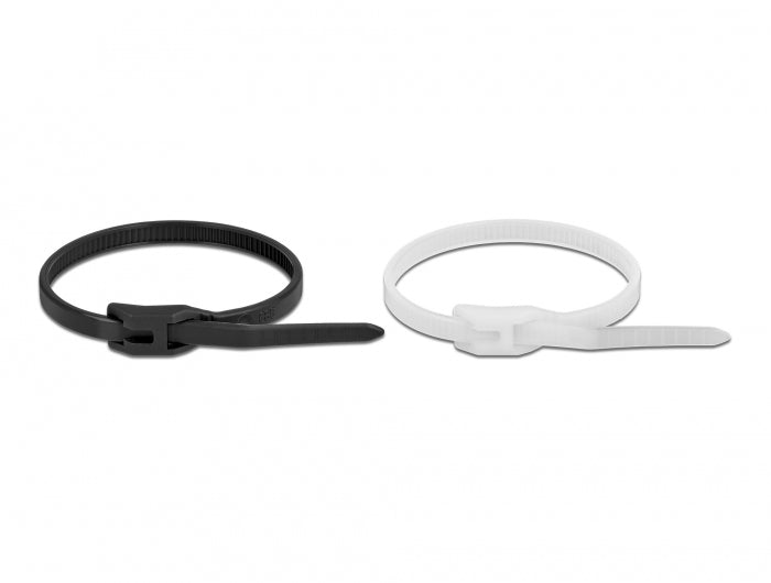 DeLOCK Kabelbinder 370 × 4,6 mm, Polyamid, Schwarz/Transparent, 100 Stk.