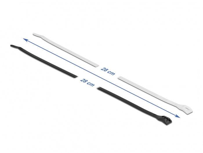 DeLOCK Kabelbinder mit paralleler Einführung, 4,6 mm × 0,28 m, Schwarz/Transparent, 100 Stück