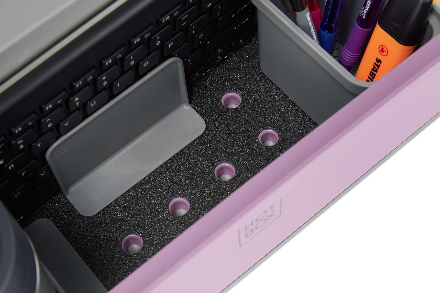 Hotbox Laptop-Ständer – bis 14,9", 2 Schubladen, höhenverstellbar – Violett