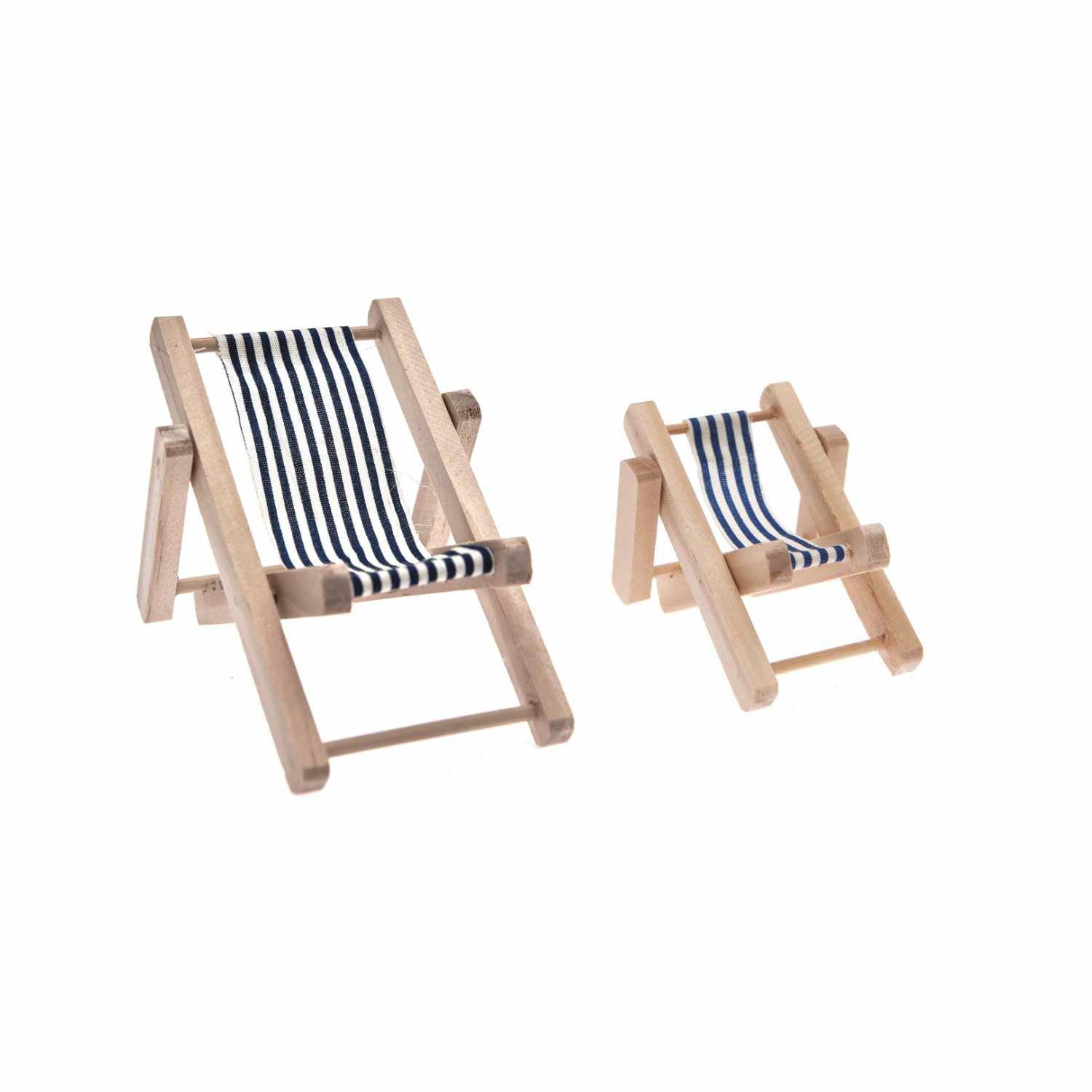 Rico Design Mini-Liegestuhl – 7 × 10 cm – Holz & Stoff, Mehrfarbig