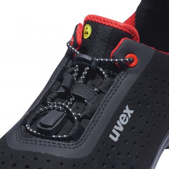 Uvex 1 G2 Sicherheits-Halbschuh S1P – Sicherheitsschuhe, Schwarz/Rot
