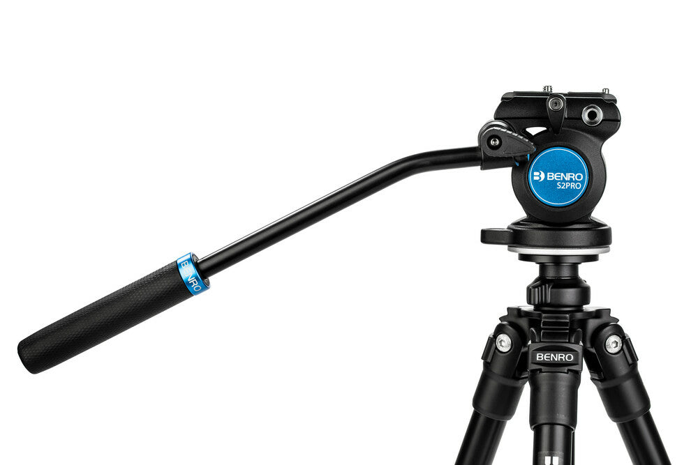Benro S2PRO Videokopf – Flüssigkeitskopf, Traglast 2,5 kg, Pan 360°, −70–90° Neigung, 1/4″ Stativgewinde