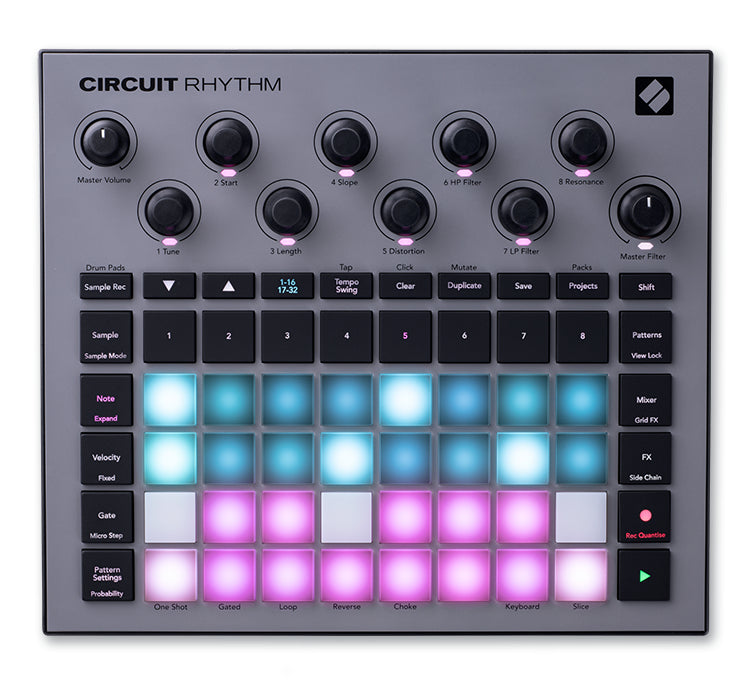 Novation Circuit Rhythm – Sampler und Audio-Recorder, MIDI, MP3, WAV, USB, Kopfhörerausgang, 4 h Akku