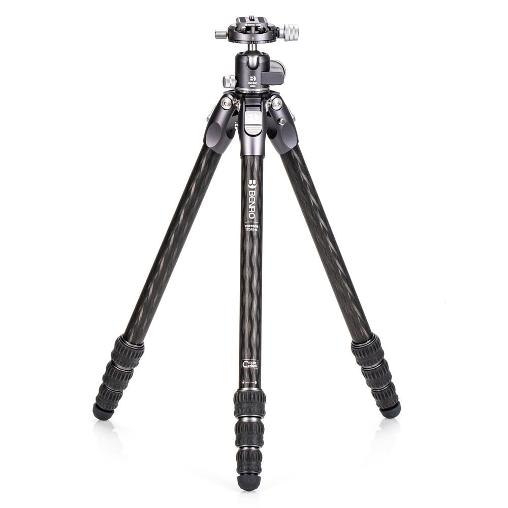 Benro TTOR14CGX25 Tortoise Dreibeinstativ – Carbon, 129 cm, 10 kg Traglast, 4 Sektionen, Kugelkopf