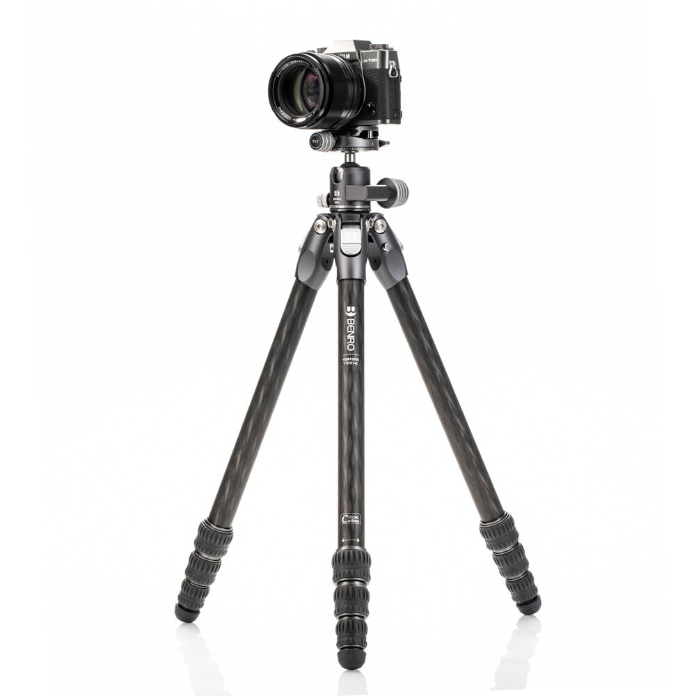 Benro TTOR14CGX25 Tortoise Dreibeinstativ – Carbon, 129 cm, 10 kg Traglast, 4 Sektionen, Kugelkopf