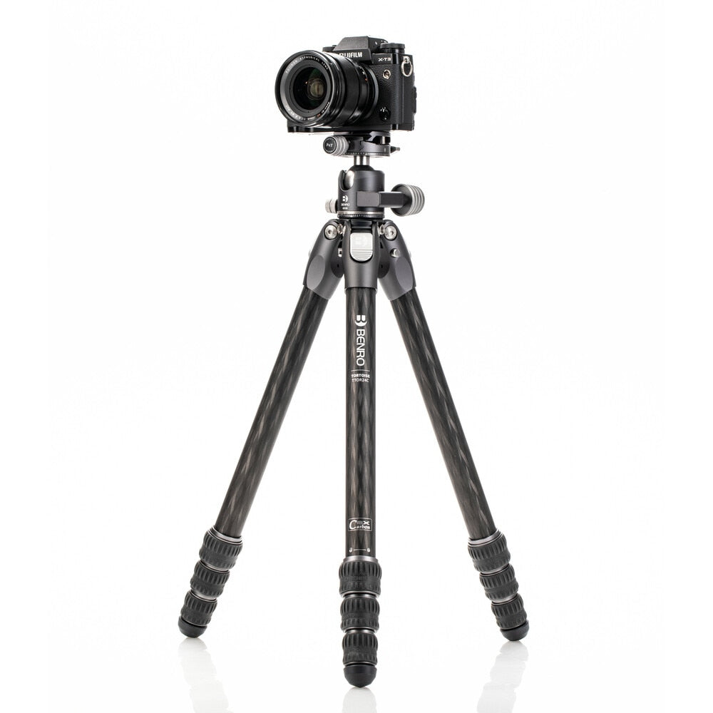 Benro TTOR24CGX30 Tortoise Stativ – Carbon, 4 Sektionen, 129,5 cm, Tragkraft 14 kg – für 1/4" und 3/8" Gewinde