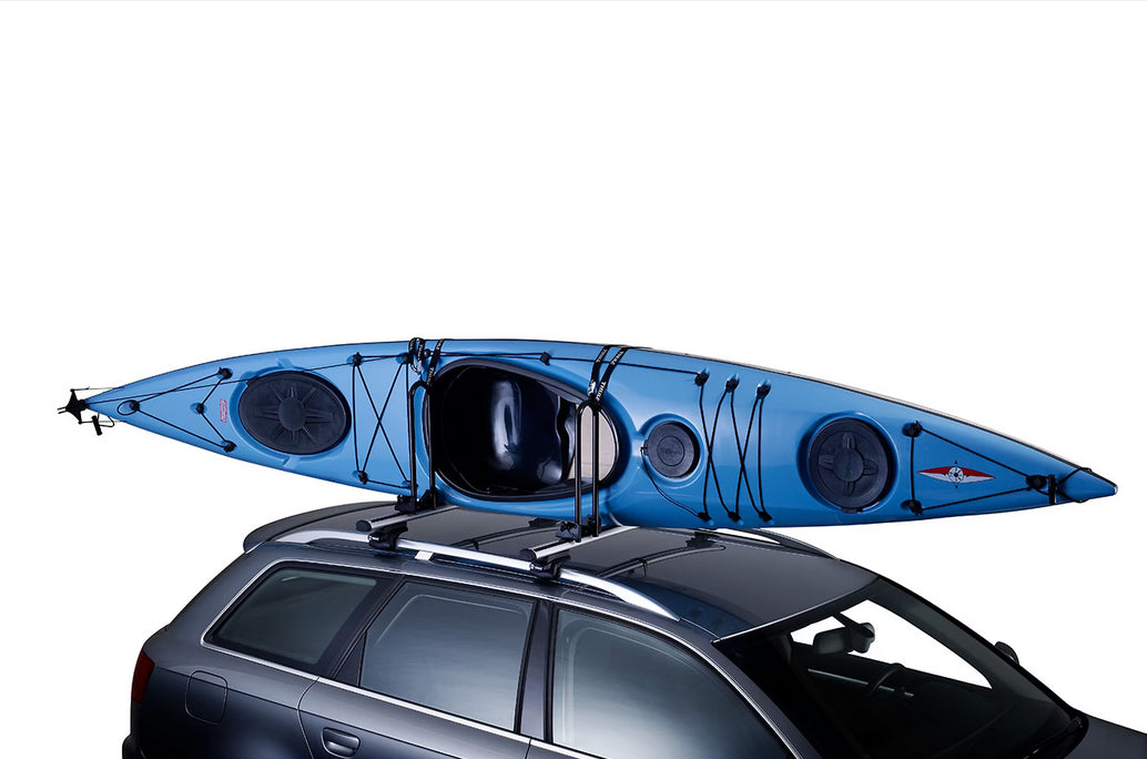 Thule Kajakhalter – abschliessbar, 2 Gurte – für Thule Dachträger SlideBar/WingBar/SquareBar – schwarz