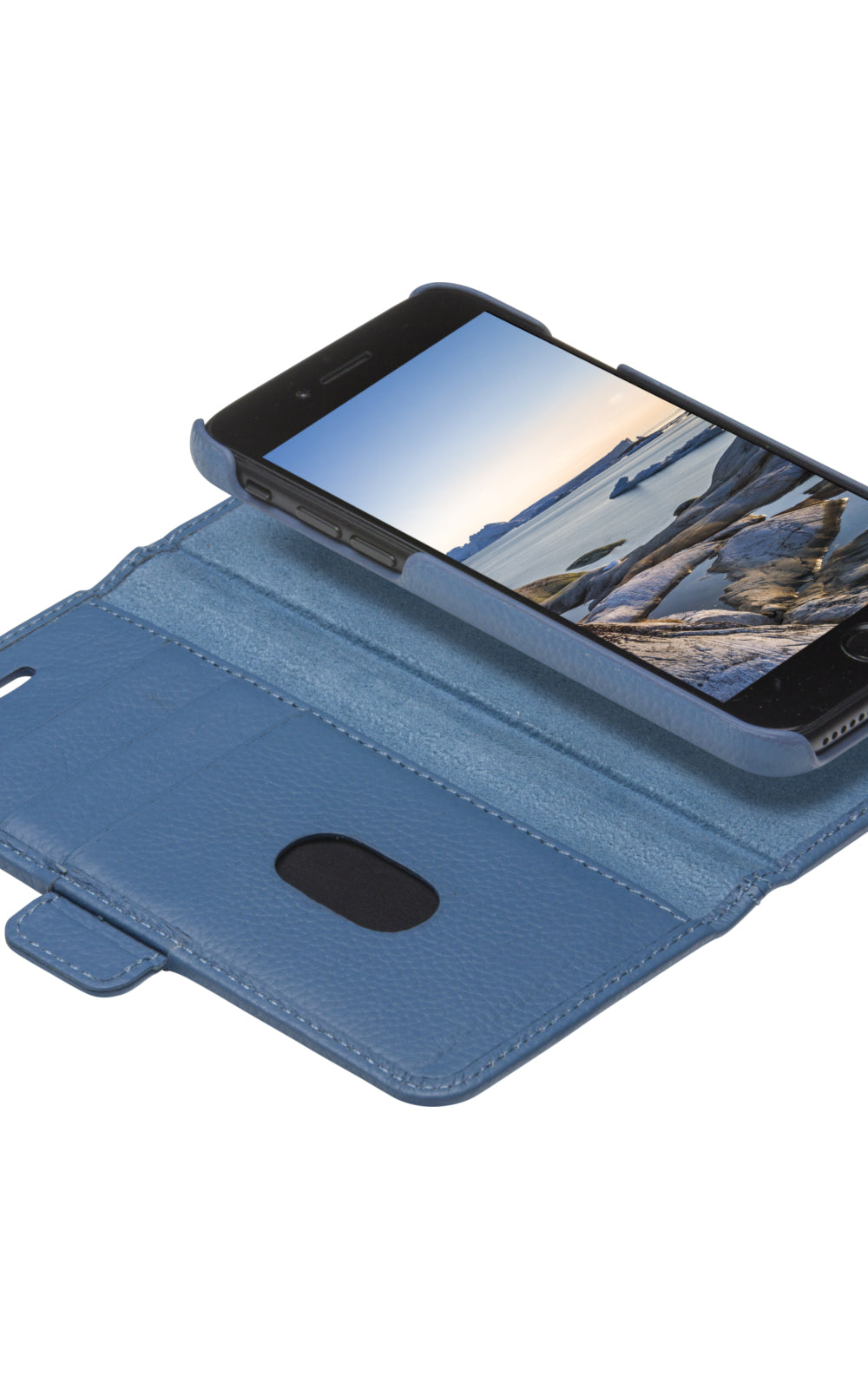 dbramante1928 New York Wallethülle – für Apple iPhone SE/8/7, Blau, schlagfest, kabelloses Laden