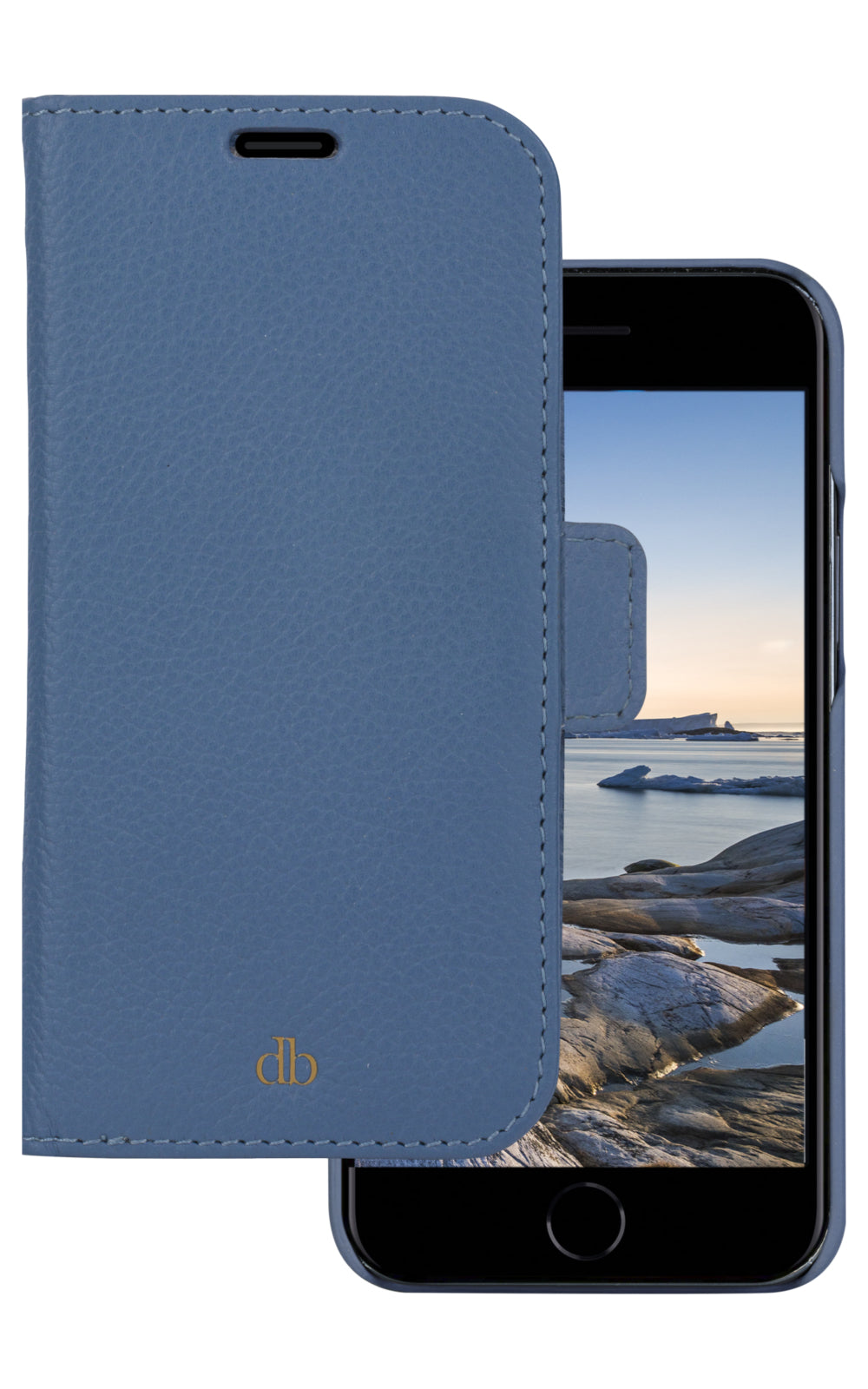 dbramante1928 New York Wallethülle – für Apple iPhone SE/8/7, Blau, schlagfest, kabelloses Laden