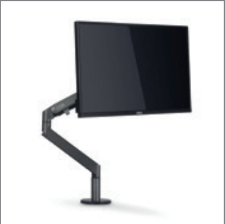 Hagor 8715 – Monitorarm, Tischklemme – bis 32", VESA 75 × 75/100 × 100 mm, 9 kg, Gasfeder, Schwarz