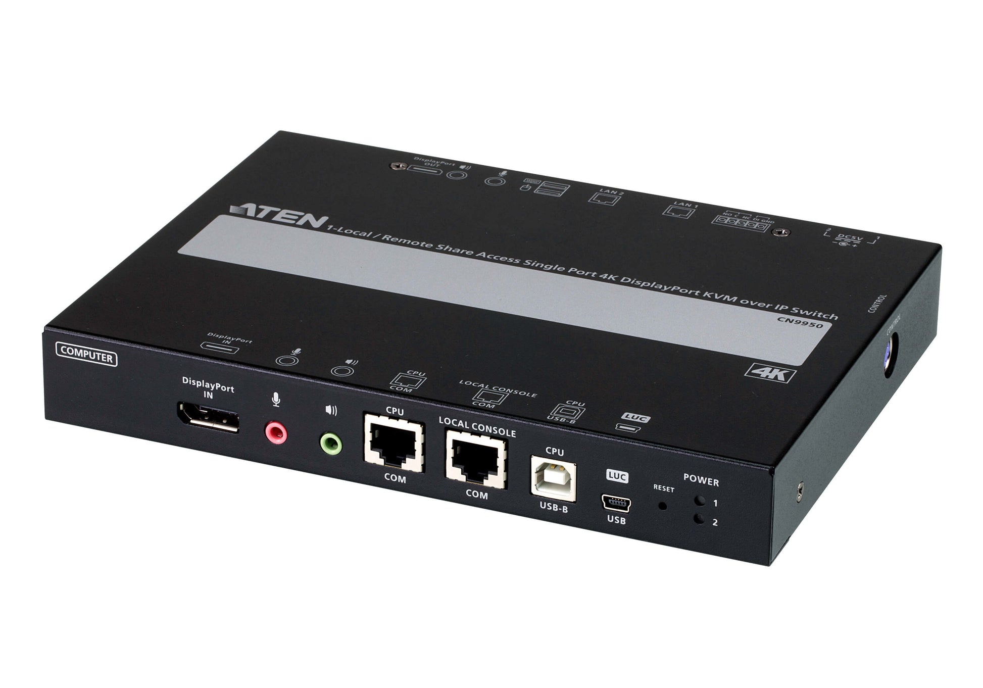 ATEN CN9950 – KVM-Switch, DisplayPort/USB 2.0/RJ-45/3,5 mm Audio, 4K DCI (4096 × 2160), KVM über IP