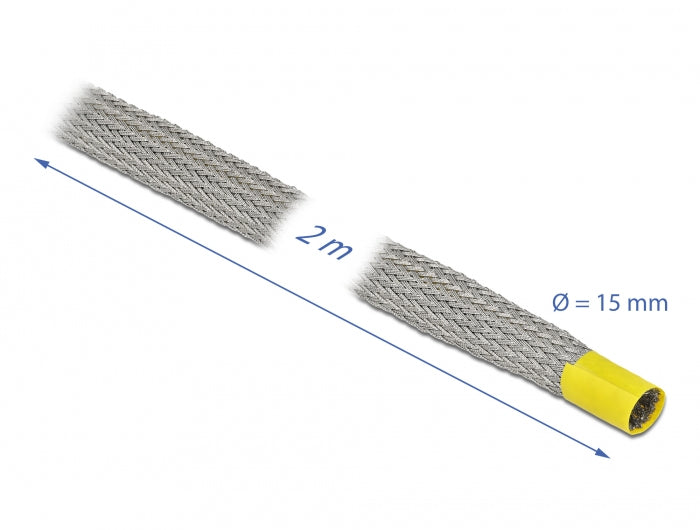 DeLOCK Kabelschlauch – Ø 15 mm, 10–23 mm – 2 m – Kupfer – Grau