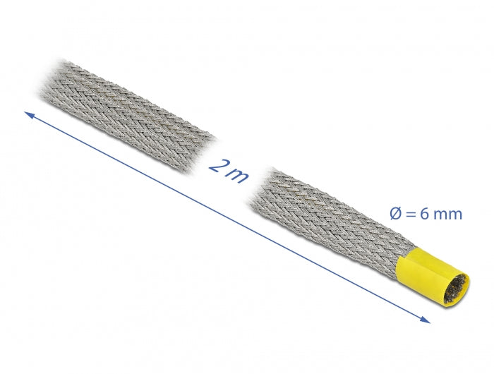 DeLOCK Kabelschlauch, Ø 6 mm × 2 m, EMV-Abschirmung, dehnbar – grau