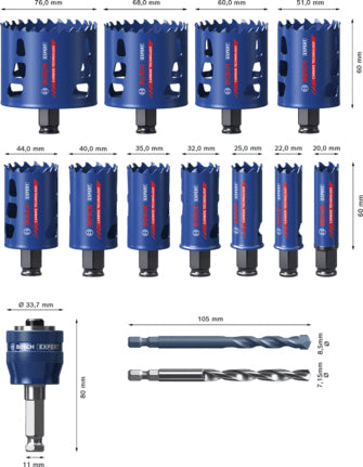 Bosch Lochsäge, EXPERT Tough Material, blau, rot, 14 Stk., Set