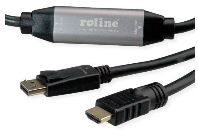 ROLINE DisplayPort auf HDMI Kabel DP 1.2 4K 60 Hz – 10 m – aktiv