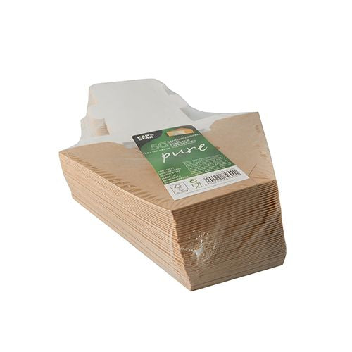 Papstar Sandwichbox Karton, Braun – 123×123×82 mm, mit Sichtfenster (PLA) – Pack à 50 Stk.
