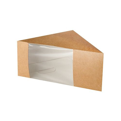 Papstar Sandwichbox Karton, Braun – 123×123×82 mm, mit Sichtfenster (PLA) – Pack à 50 Stk.