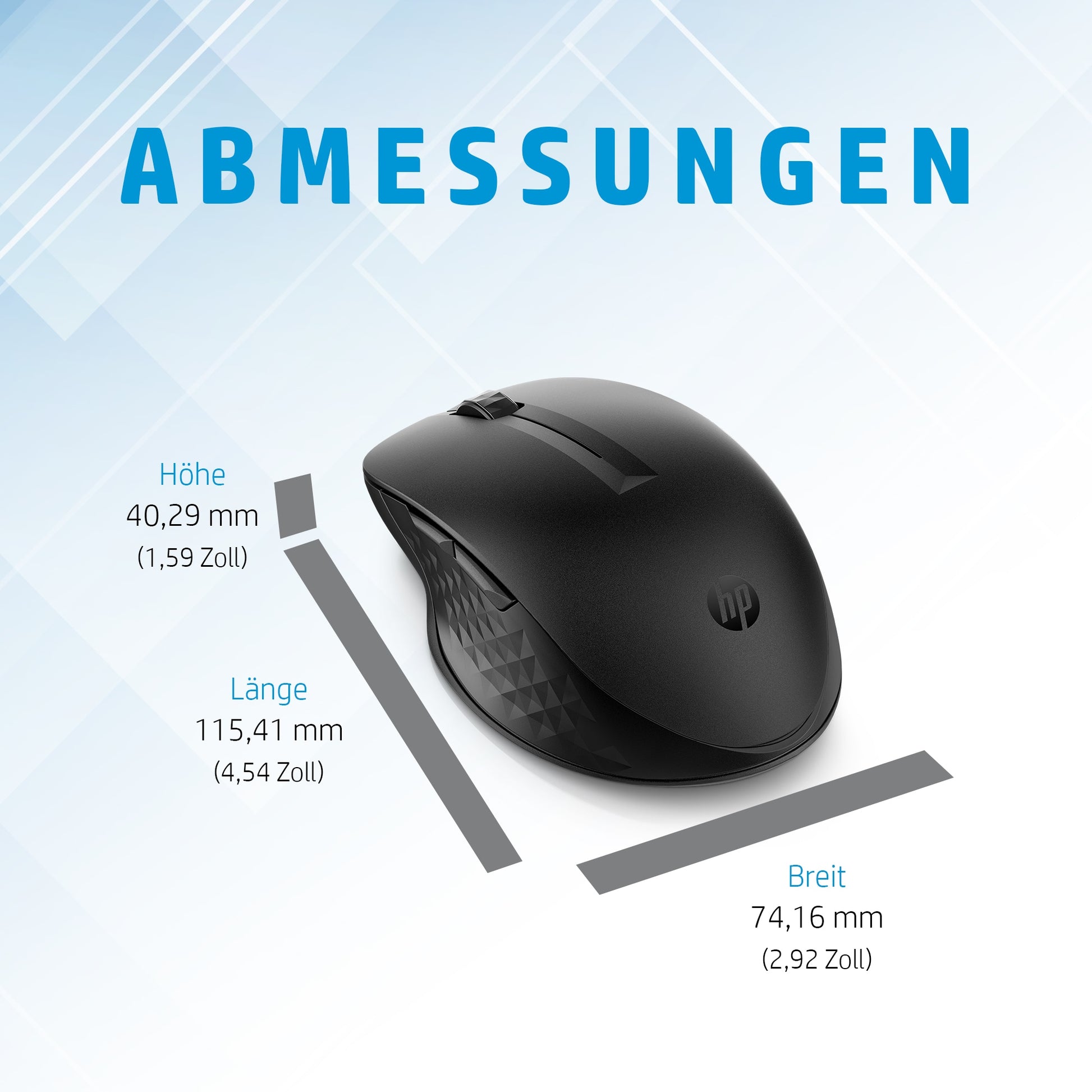 HP 435 – Maus – Kabellos (Bluetooth/2,4 GHz), 4000 DPI, beidhändig