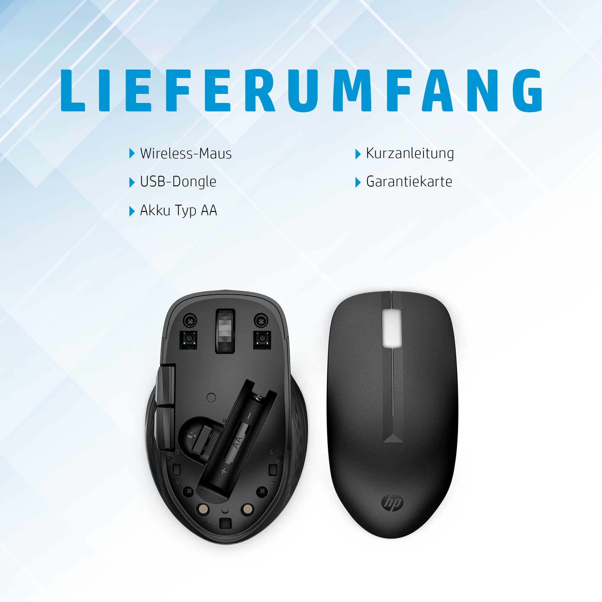 HP 435 – Maus – Kabellos (Bluetooth/2,4 GHz), 4000 DPI, beidhändig, Schwarz