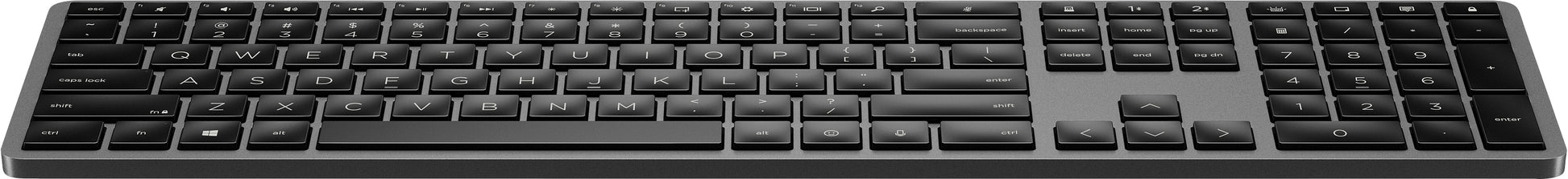 HP 975 – Tastatur – Bluetooth & 2,4 GHz (Nano-Empfänger) – USB-C – beleuchtet – Schwarz