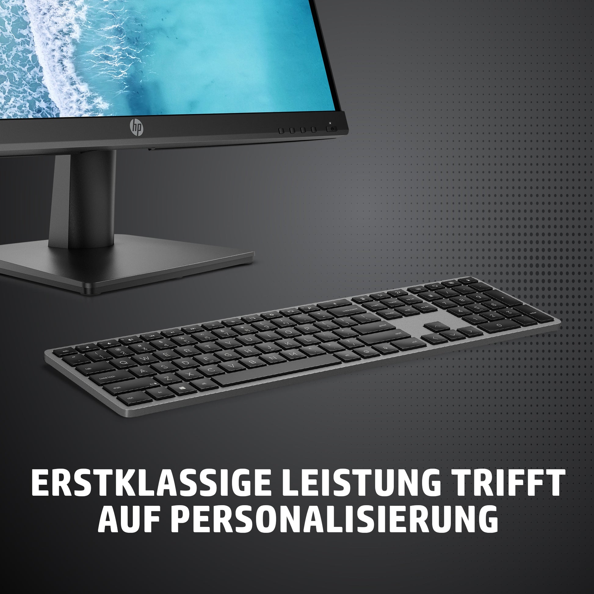 HP 975 – Tastatur, kabellos (Bluetooth/2,4 GHz), DE-Layout (DE), Fullsize (mit Ziffernblock), beleuchtet