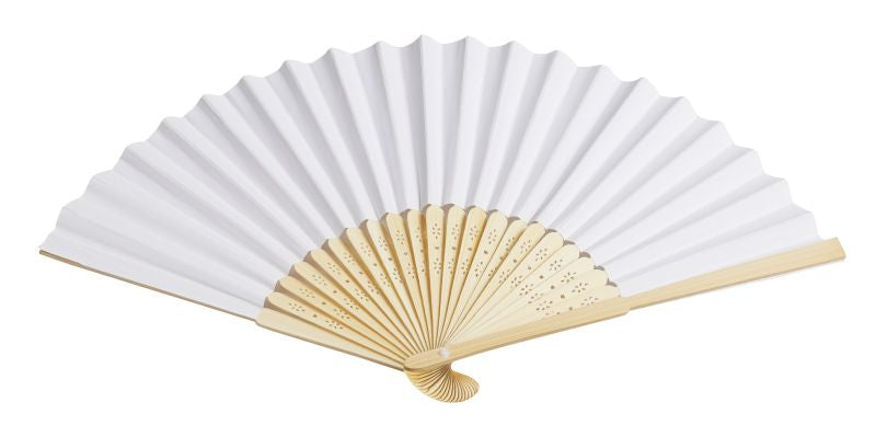 HobbyFun Fächer – Weiss/Hellbraun – 20 cm – Papier/Holz