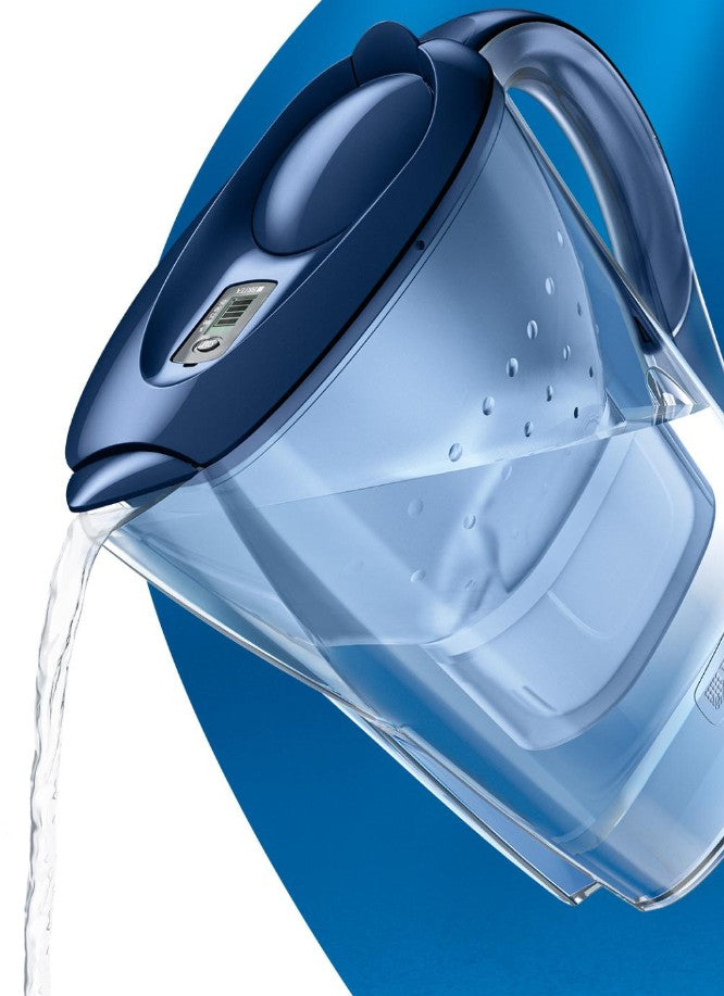 Brita Marella – Wasserfilter-Kanne 2,4 l, Filterwechselanzeige, Kunststoff, Blau