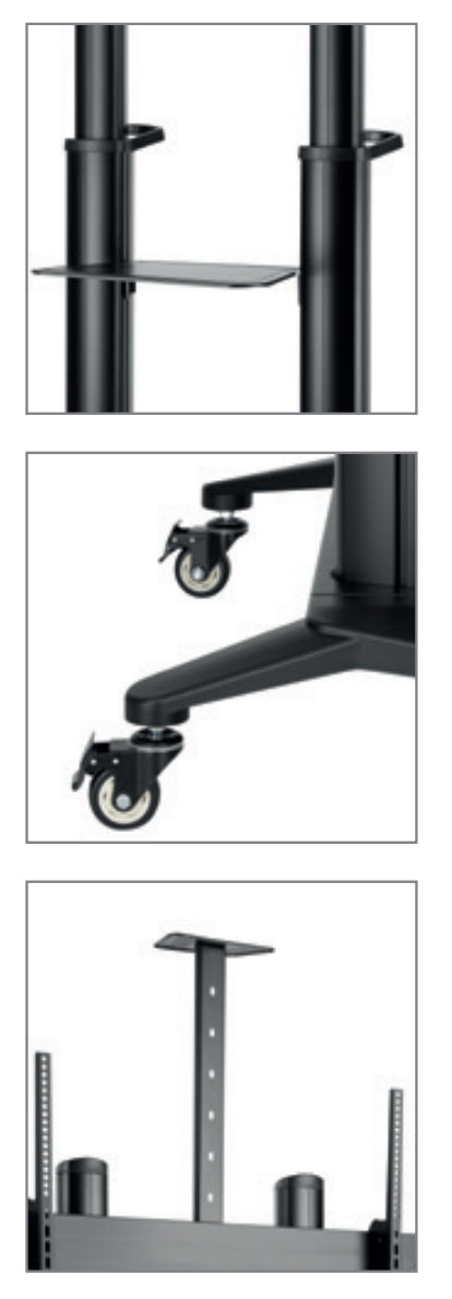 Hagor TV-Wagen – 65–120" – VESA 75×75–1000×600 – bis 140 kg, Höhenverstellbar, mit Rollen, Schwarz