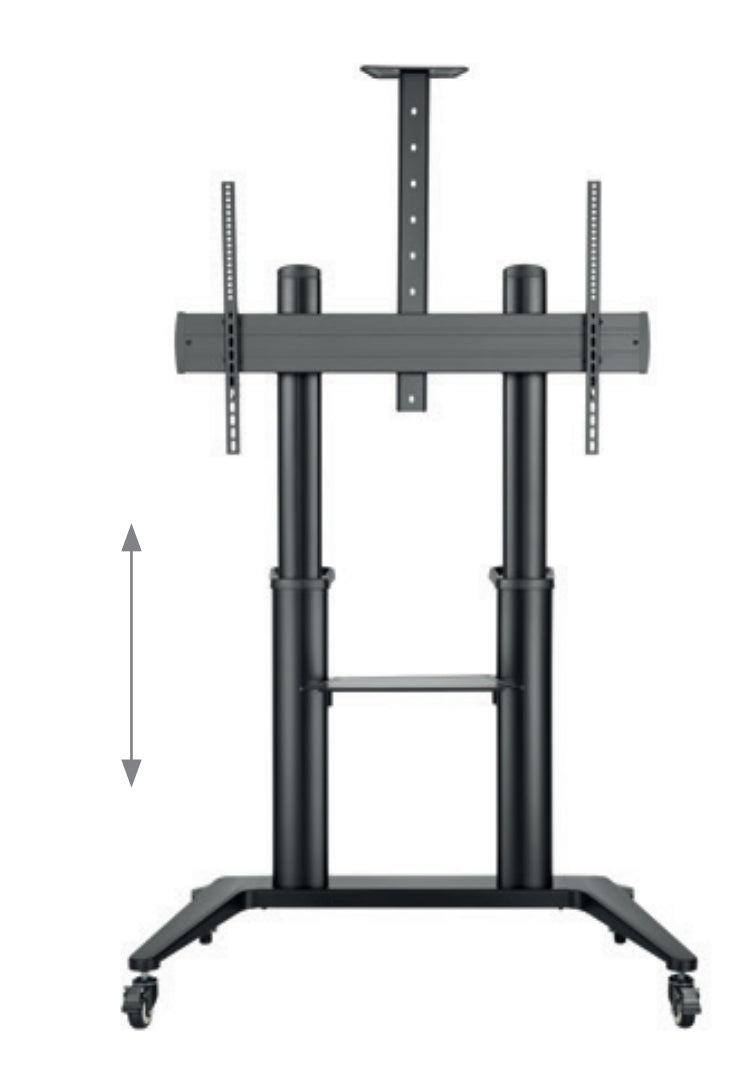 Hagor TV-Wagen – 65–120" – VESA 75×75–1000×600 – bis 140 kg, Höhenverstellbar, mit Rollen, Schwarz