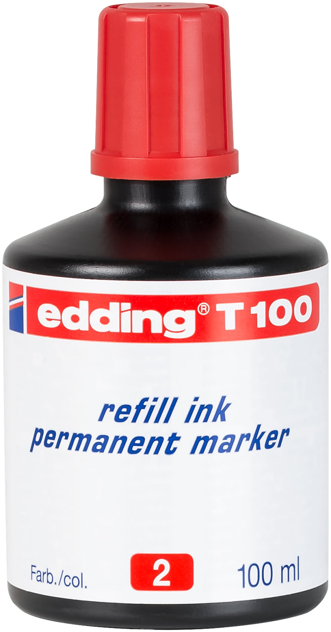 Edding T 100 Permanentmarker Nachfülltinte – Rot, 100 ml
