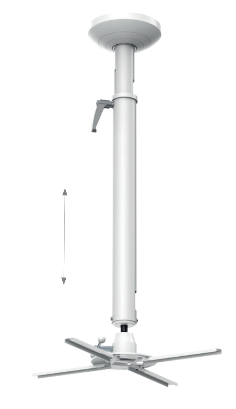Hagor Beamfix II – Beamer Deckenhalterung, H 82–120 cm, 10 kg, schwenk-/neigbar, weiss