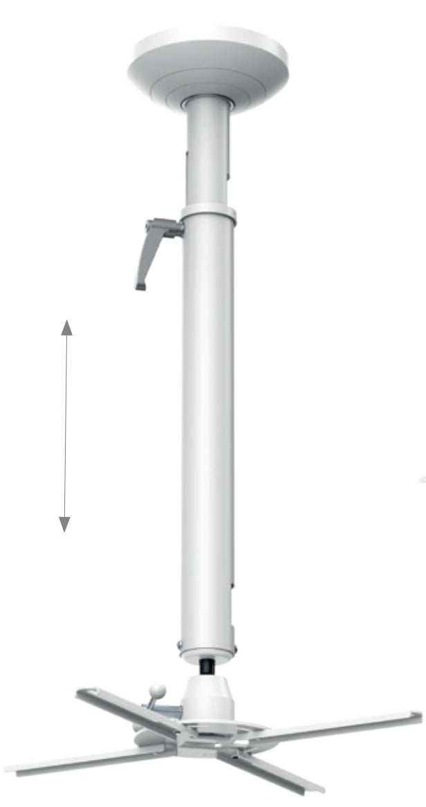 Hagor beamfix II – Beamer Deckenhalterung, H 67,0–90,0 cm, 10 kg, schwenk-/neigbar, 180° drehbar, silber