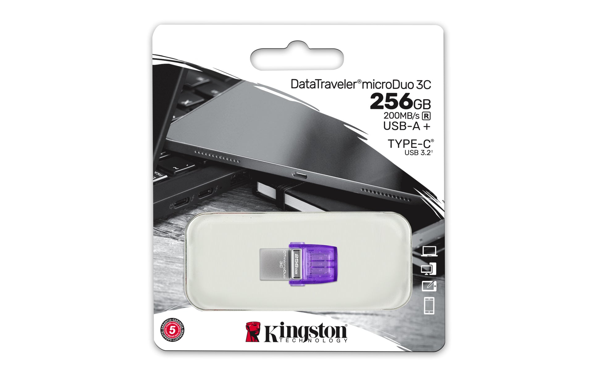 Kingston Technology Kingston DT MICRODUO 3C USB-Stick – 256 GB, USB-A, USB-C, 200 MB/s