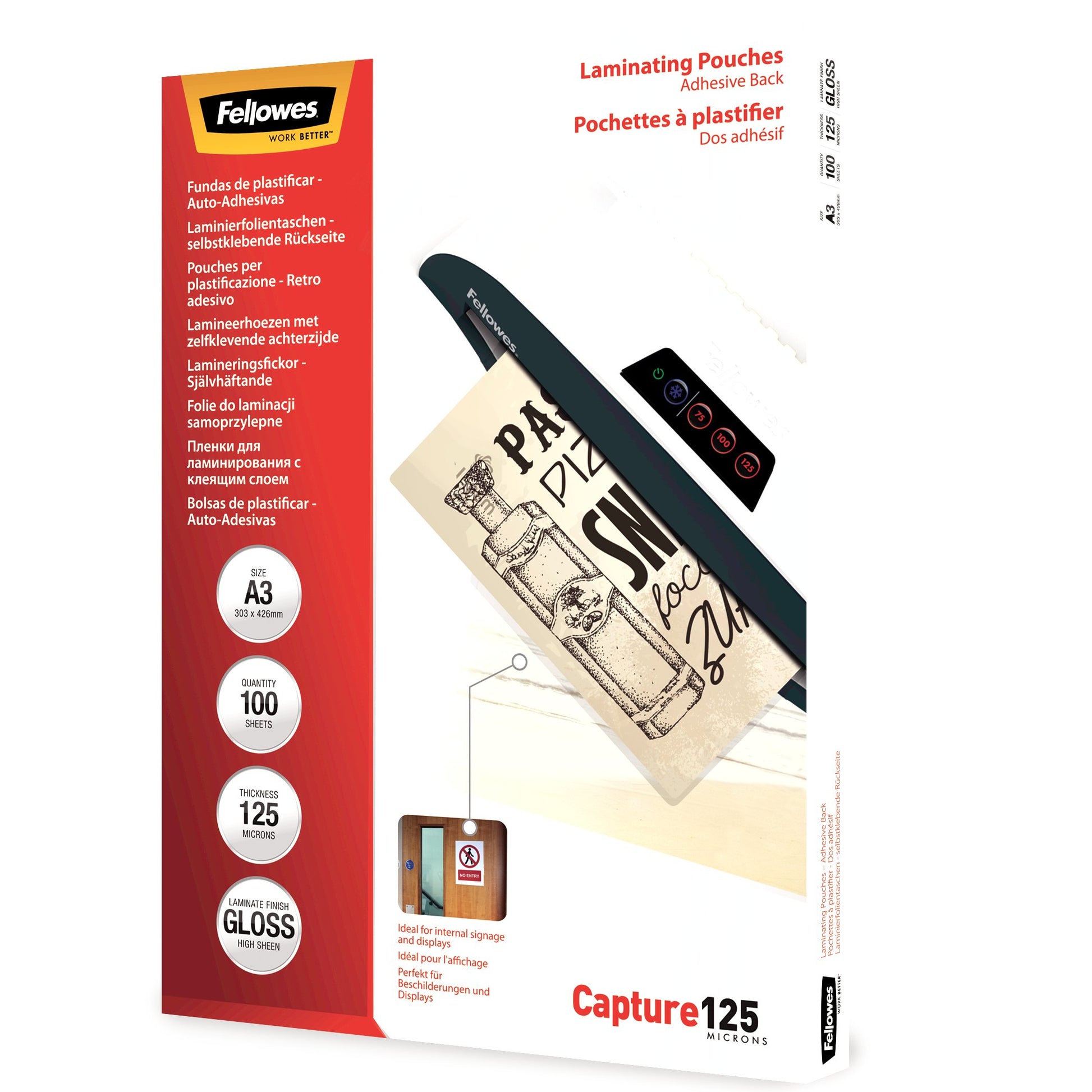 Fellowes Laminierfolien A3 – 125 µm, glänzend, 100 Stück