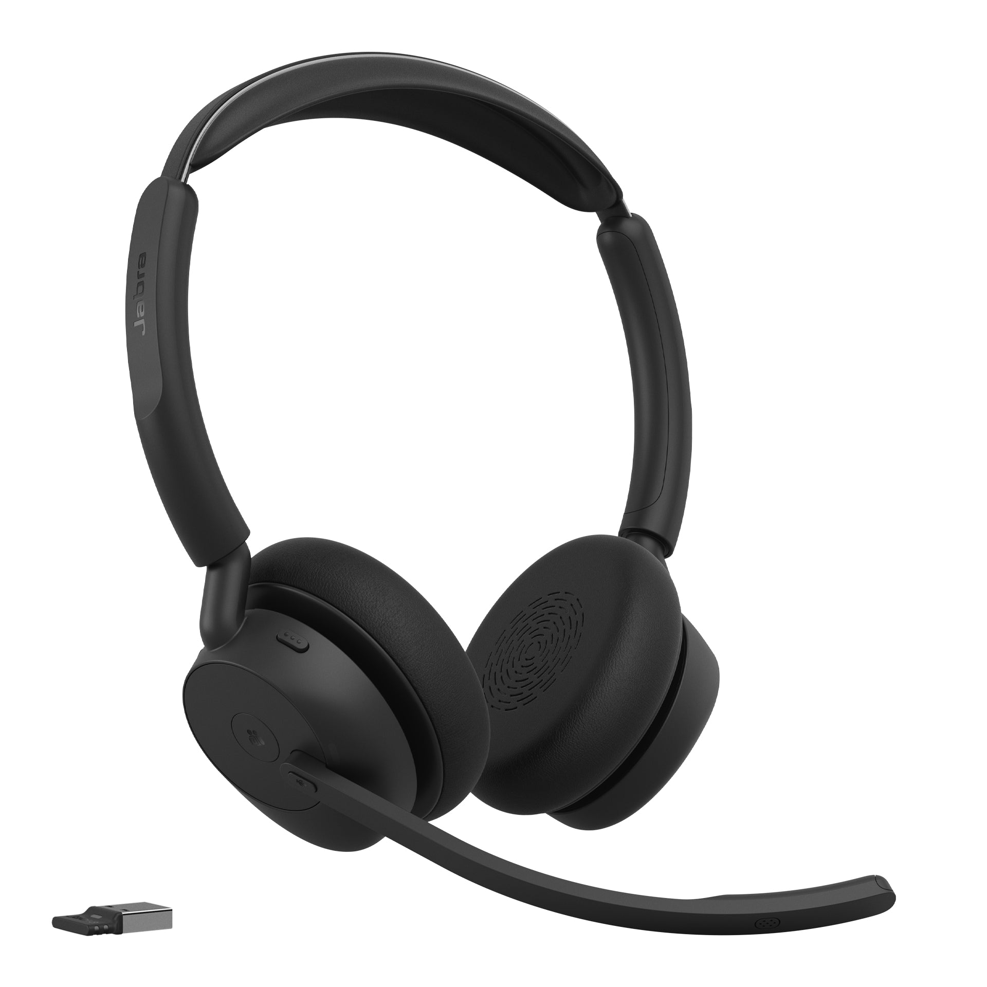 Jabra Evolve3 45 Office-Headset – On-Ear, Stereo, BT, MS Teams zertifiziert, mit USB-A-Dongle, Schwarz