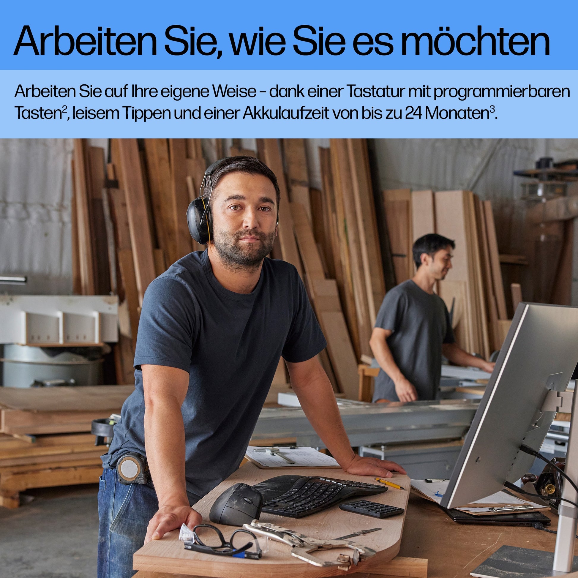 HP 965 – Tastatur, kabellos, CH-Layout (DE-CH), ergonomisch, Schwarz