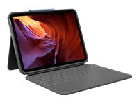 Logitech Rugged Folio – Tastatur, FR-Layout (FR), Grau – für iPad (10. Generation)