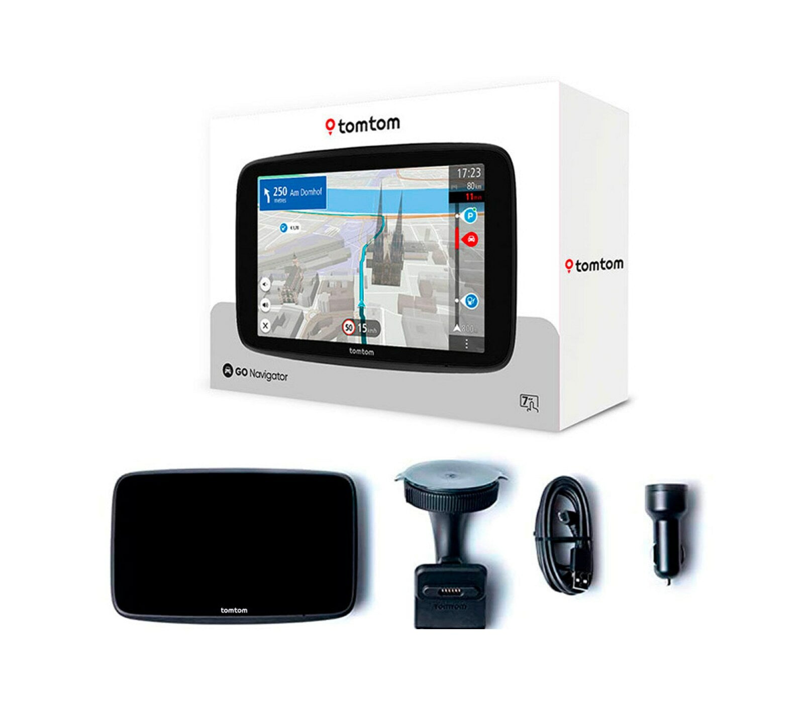 TomTom GO Navigator 2. Gen. 7 – 7" GPS-Navigator, Multitouch, 32 GB, Schwarz