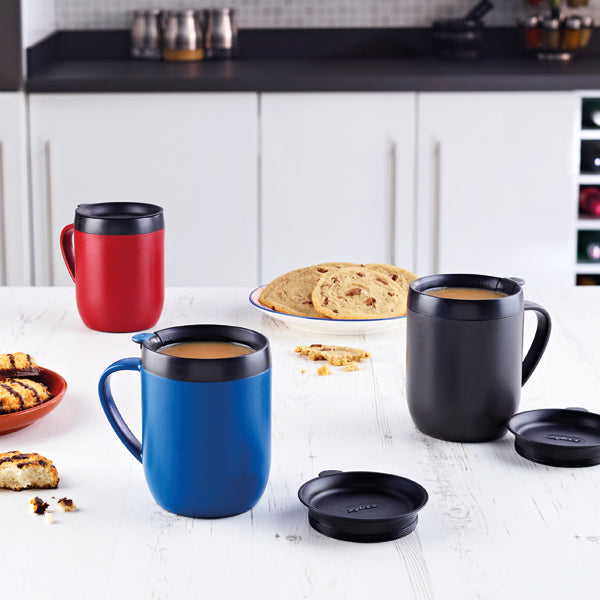 Zyliss Kaffeebecher – 350 ml, 8,9 × 12,0 × 11,4 cm, Edelstahl, Rot, mit Deckel, spülmaschinenfest
