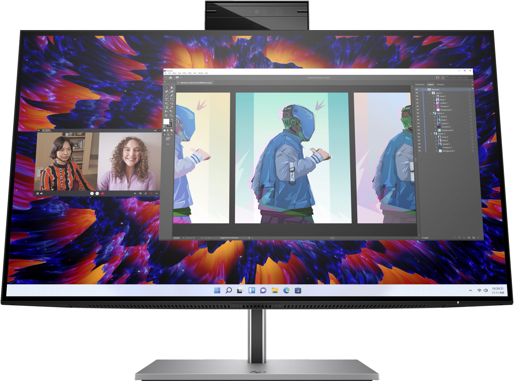 HP Z24m G3 – Monitor, 23,8" 2560 × 1440 (WQHD), IPS, 90 Hz, 400 cd/m², VESA 100 × 100, Silber