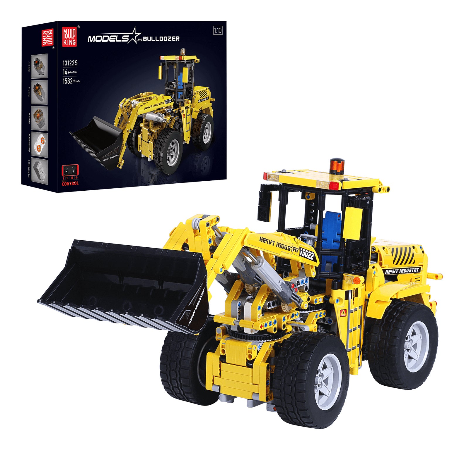Mould King 13122S Ferngesteuerter Schaufellader-Bausatz – 1582-teilig – 19 × 22,5 × 45 cm – Ab 14 Jahren