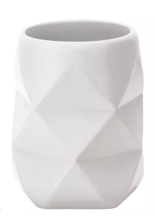 Kleine Wolke Zahnputzbecher Crackle – 8×8×10 cm, Polyresin, matt, Weiss