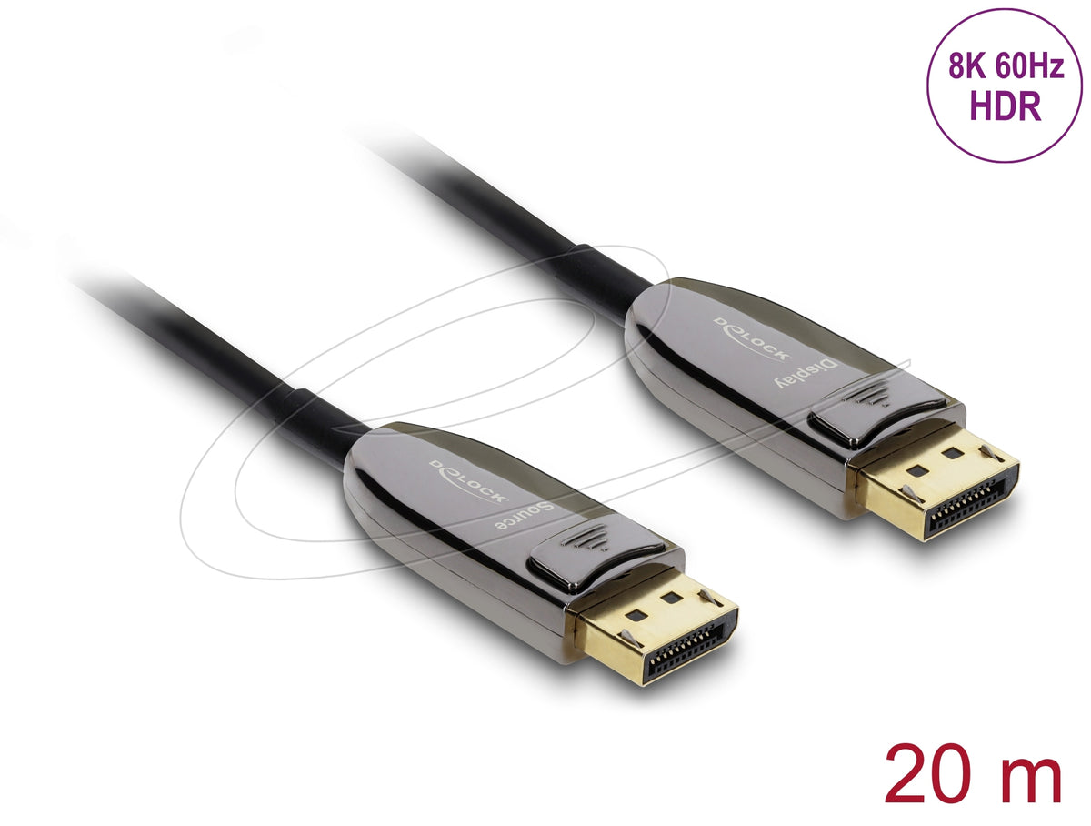 DeLOCK DisplayPort Kabel DP 2.1 – 8K 60 Hz – 20 m – Aktiv, HDR