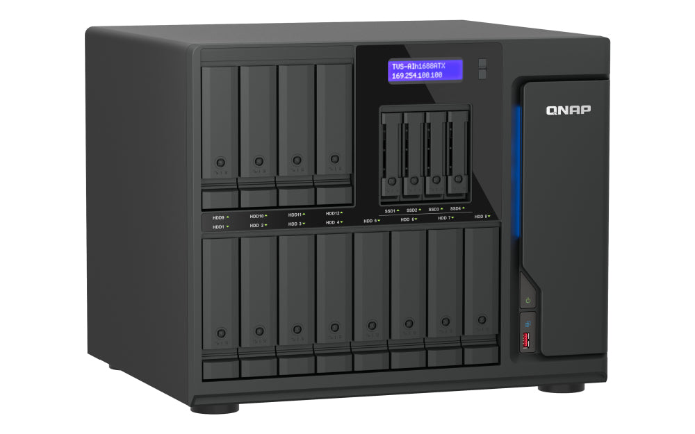 QNAP TVS-AIH1688ATX-U9-32G – 16-Bay Tower NAS – Intel Core Ultra9 285, 32 GB RAM, 10GbE, QuTS hero