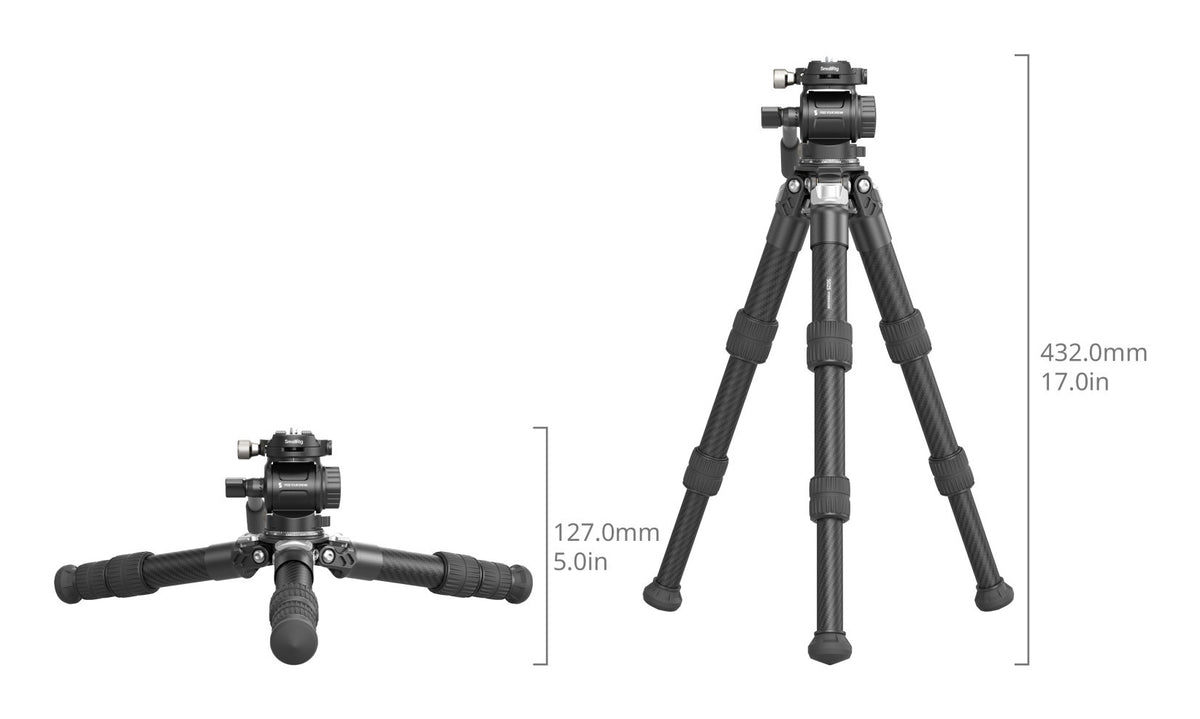 SmallRig 5025 Tischstativ – Karbonfaser, bis 43,2 cm – 10 kg Traglast – 1/4", 3/8"