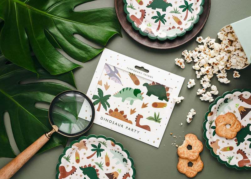 PartyDeco Teller, Papier/Karton – Ø 18 cm, Dinosaurier-Motiv – 6 Stk.