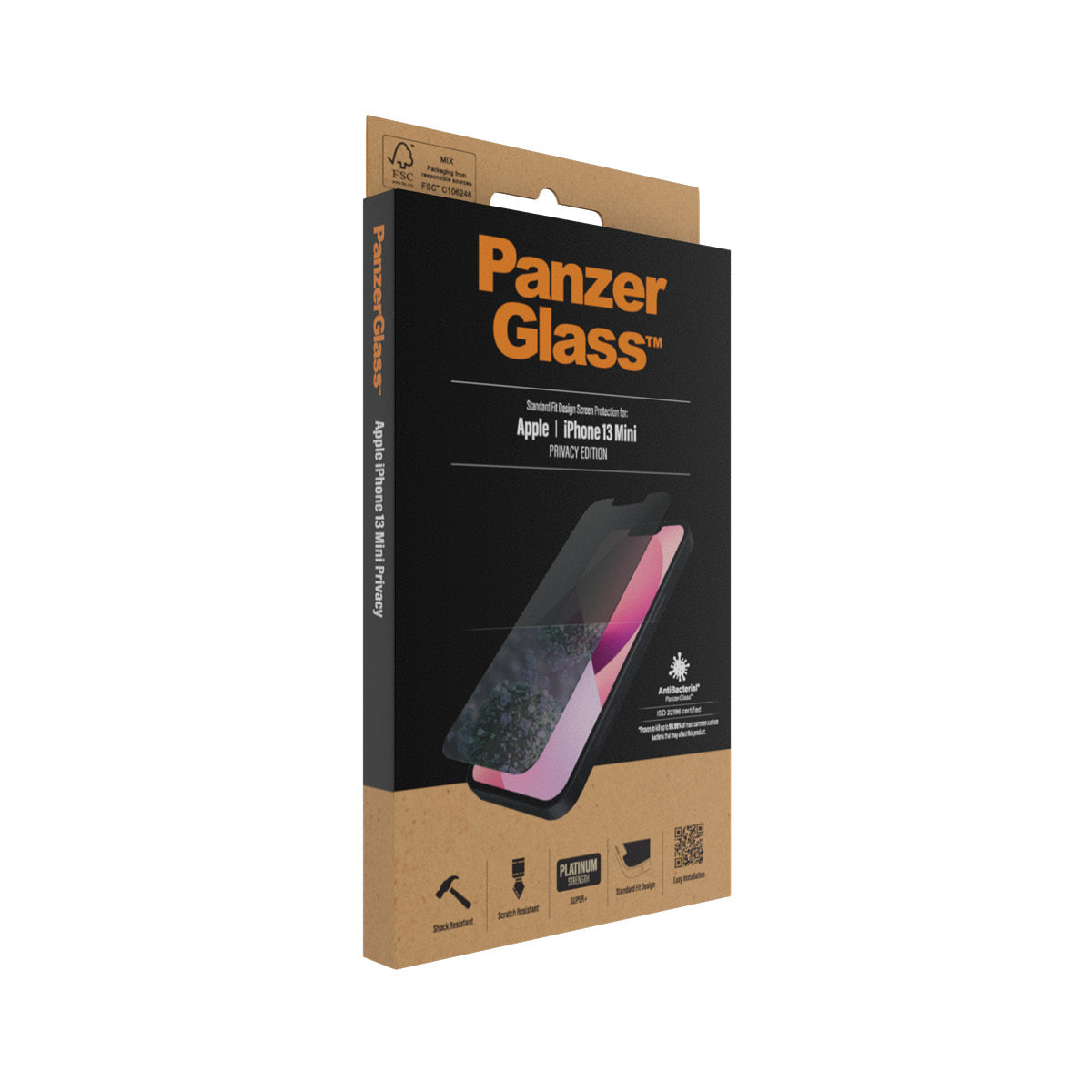 PanzerGlass Privacy-Filter (Panzerglas), Antibakteriell – für iPhone 13 mini